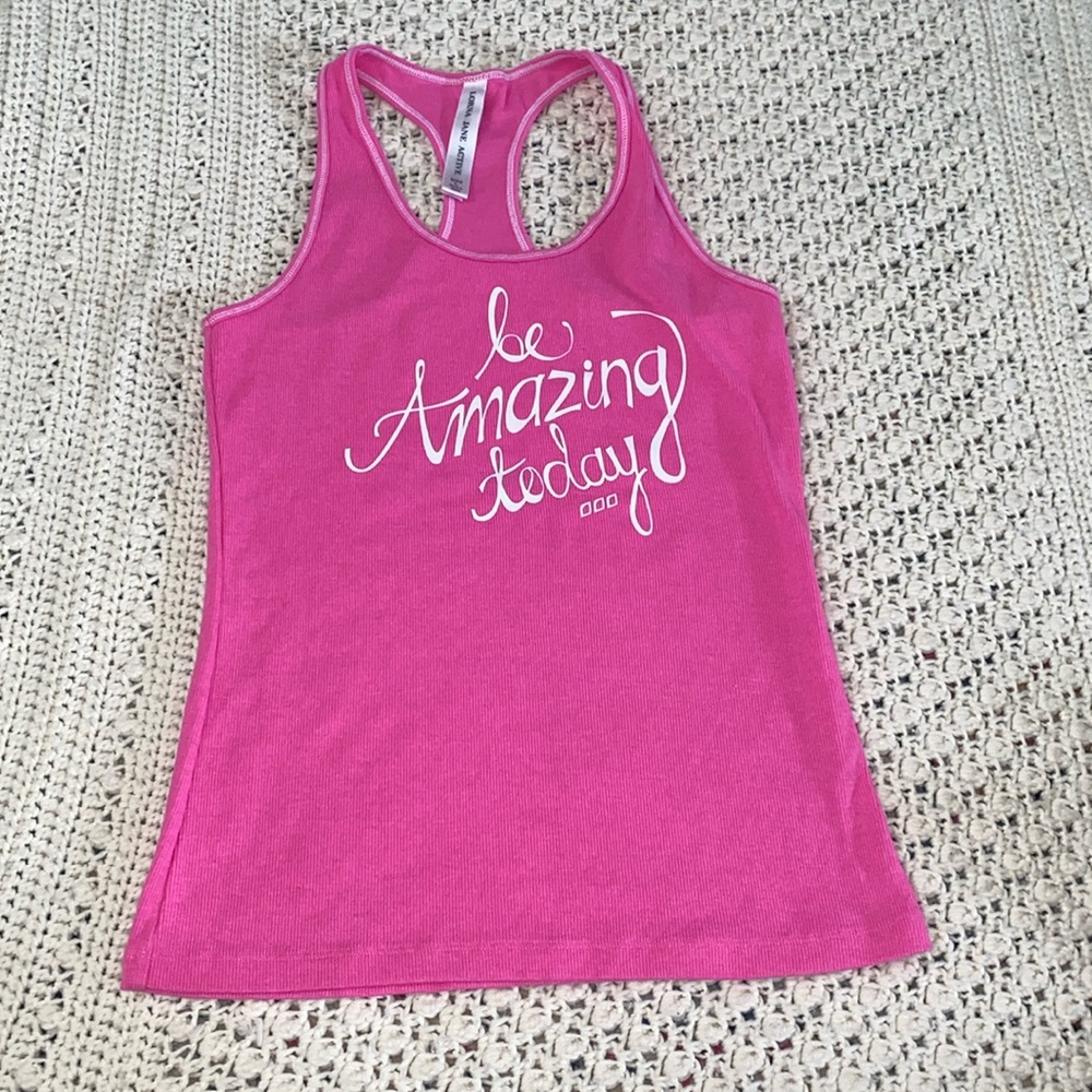 Lorna Jane Active ribbed tank Sz L Pink BN